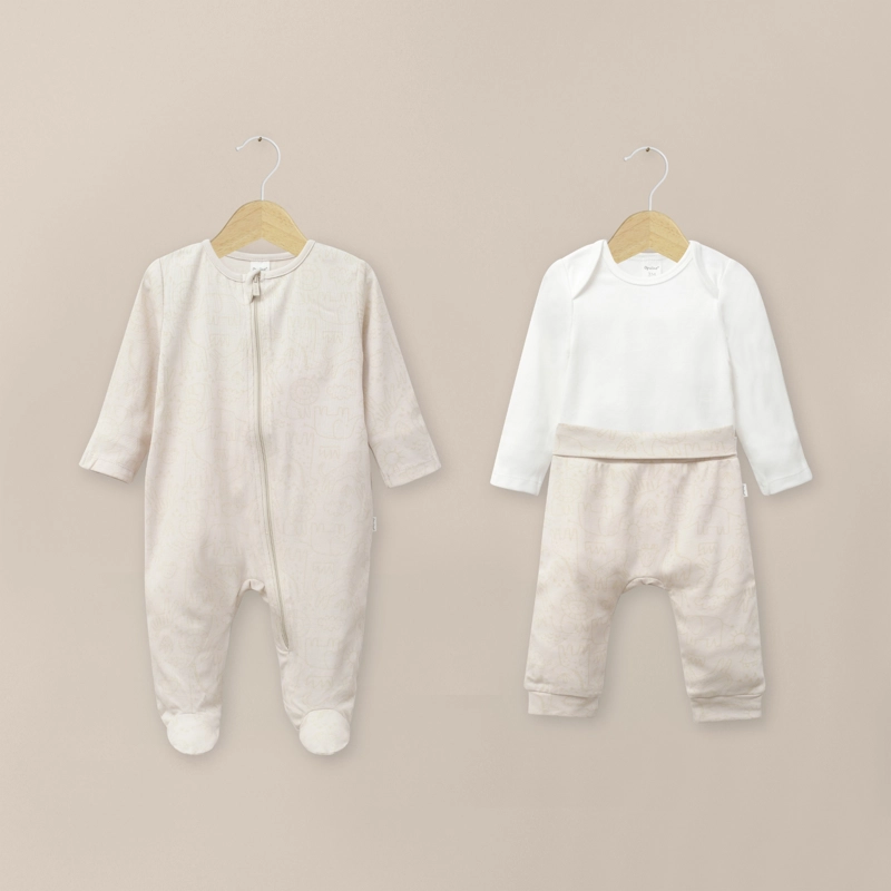 CONJUNTO 3 PIEZAS BEIGE BEBE UNISEX - 1