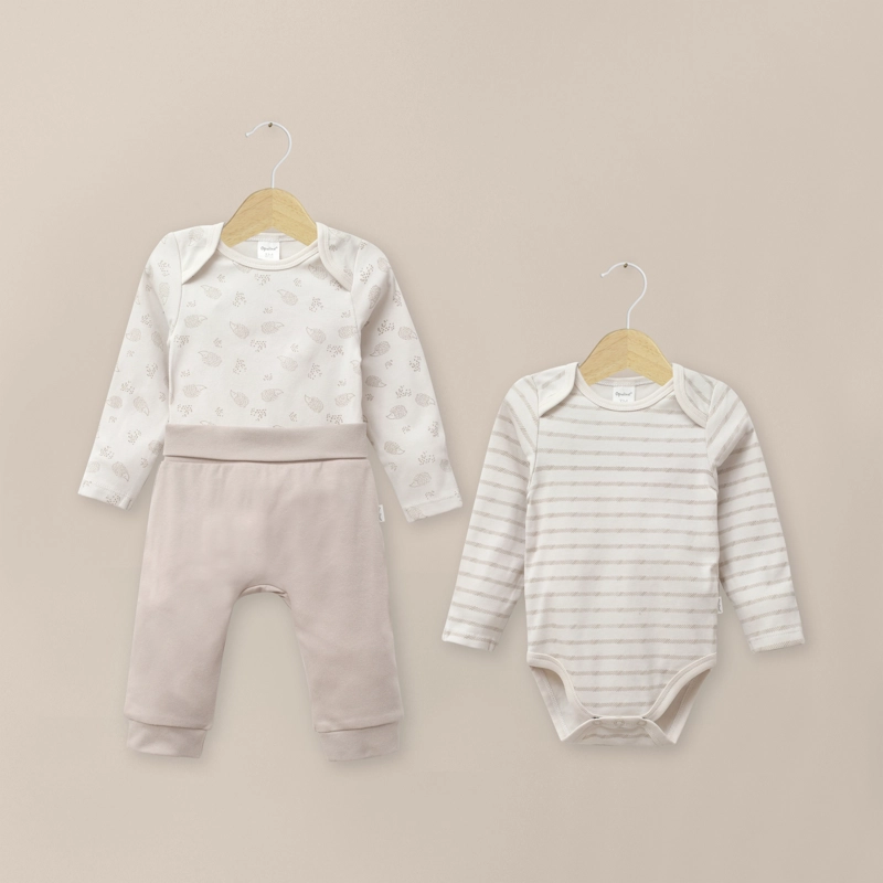 CONJUNTO BODIES + PANTALON BEIGE BEBE UNISEX - 1