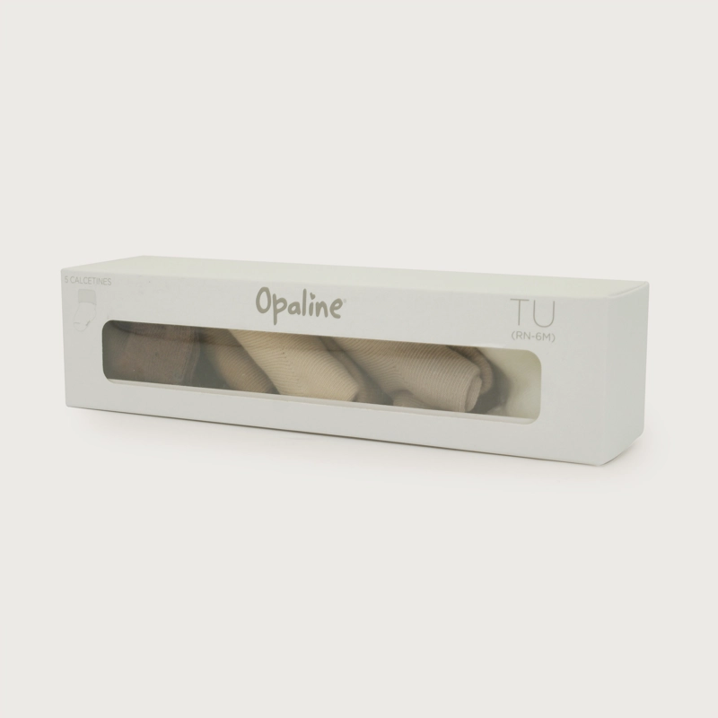 SET DE REGALO PACK 5 DE CALCETINES BEIGE BEBE  UNISEX - 2