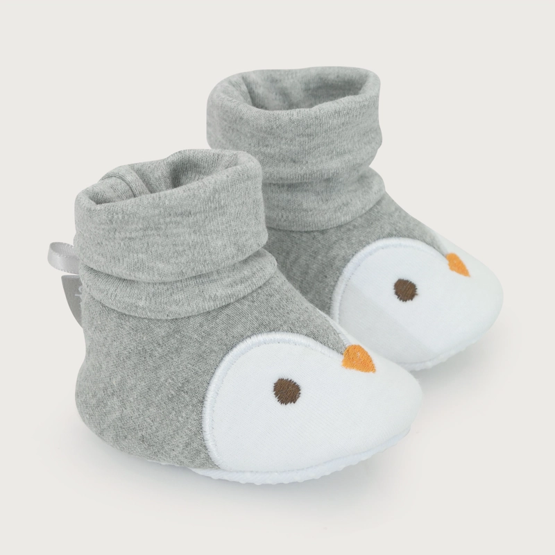 PANTUFLA GRIS BEBE NIÑO PINGÜINO - 1