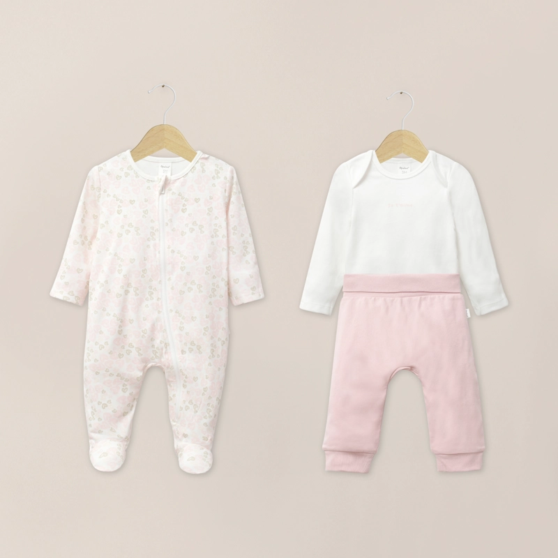 CONJUNTO 3 PIEZAS ROSADO CLARO BEBE NIÑA - 1