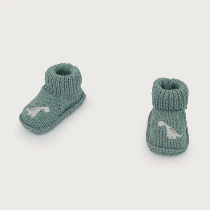 ZAPATO TEJIDO VERDE BEBE NIÑO DINOSAURIO - 4