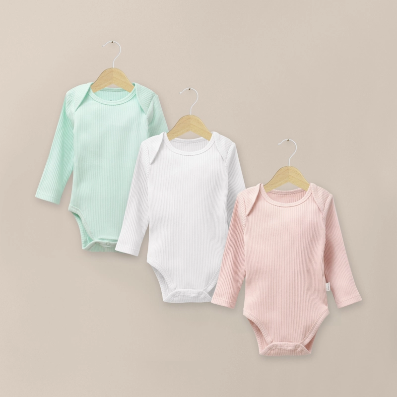 PACK 3 BODIES RIB ROSADO BEBE NIÑA - 1