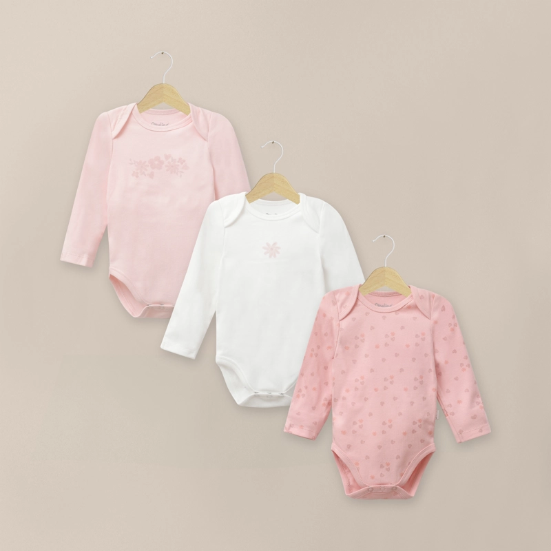 PACK 3 BODIES ROSADO CLARO BEBE NIÑA - 1