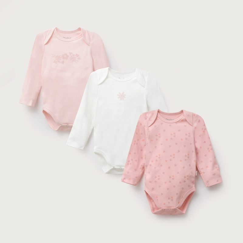 PACK 3 BODIES ROSADO CLARO BEBE NIÑA - 2