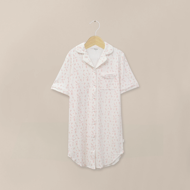 PIJAMA BLANCO MUJER CAMISERO ALGODON - 1