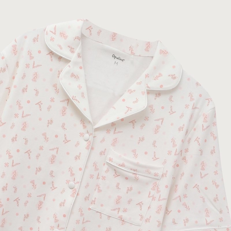 PIJAMA BLANCO MUJER CAMISERO ALGODON - 5
