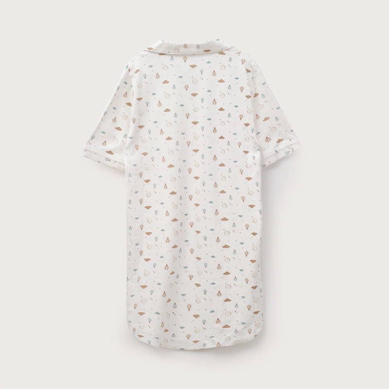 PIJAMA BEIGE MUJER CAMISERO ALGODON - 4