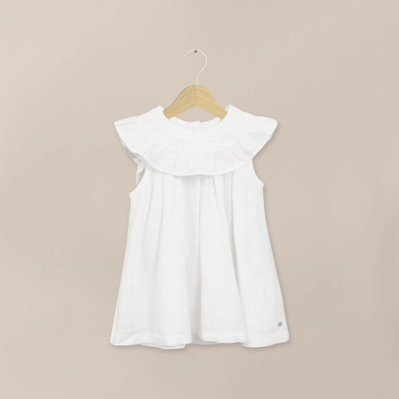 VESTIDO BLANCO CON LINO INFANT NIÑA - 1