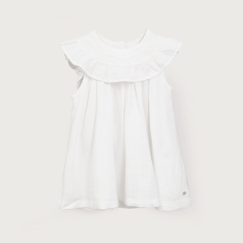 VESTIDO BLANCO CON LINO INFANT NIÑA - 2