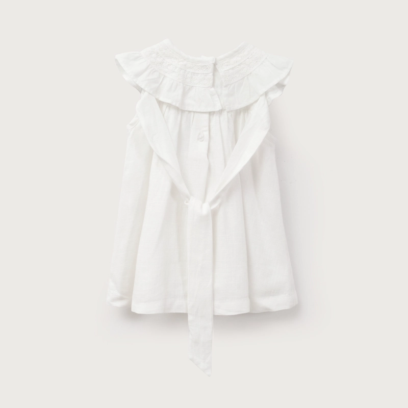 VESTIDO BLANCO CON LINO INFANT NIÑA - 3