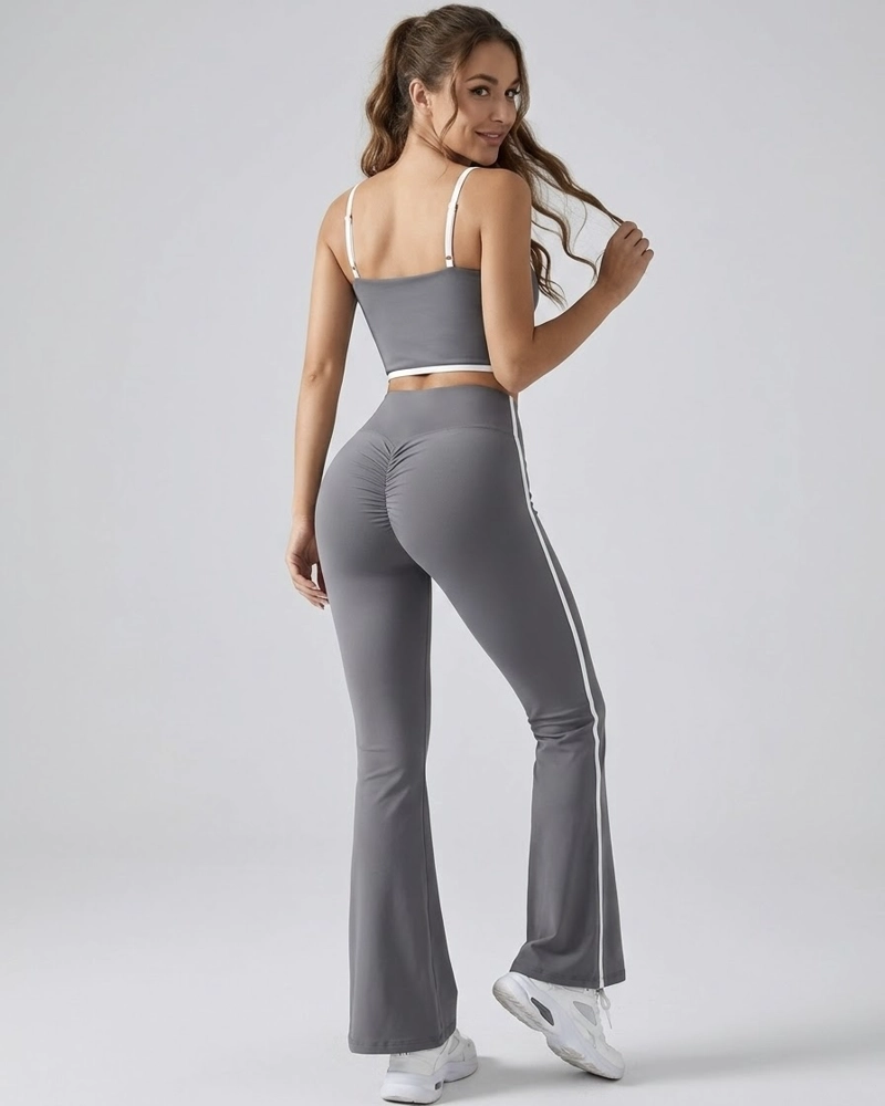 SET DEPORTIVO MUJER CALZA FLARE TIRO ALTO Y TOP FITNESS - 1