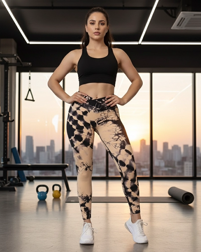 CALZA MUJER DEPORTIVA MANDALA PRETINA CRUZADA PUSH UP - 3