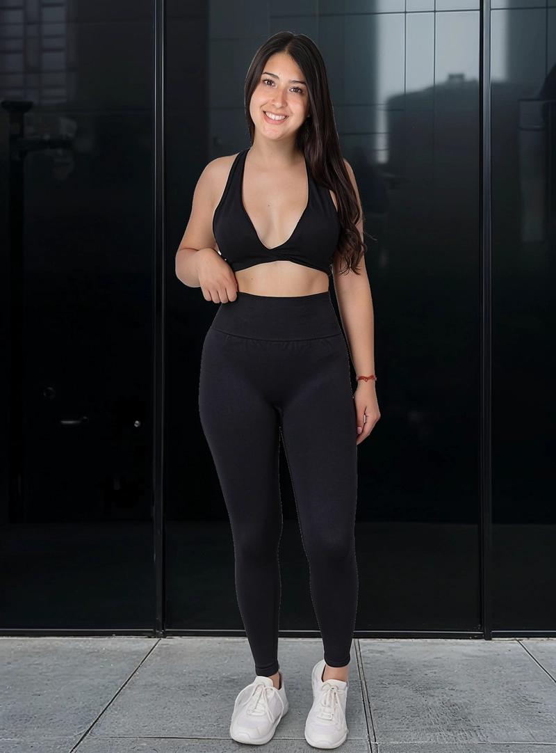 CALZA MUJER DEPORTIVA NEGRA PUSH UP SEAMLESS PREMIUM MOLDEADORA - 1