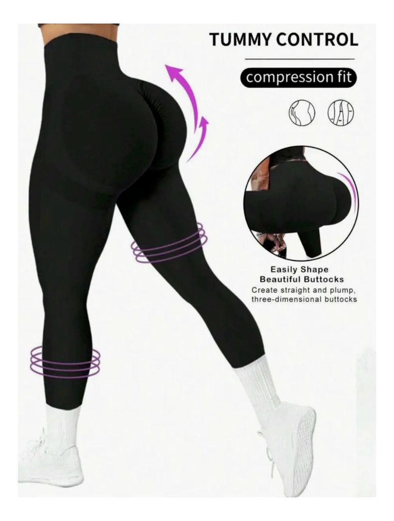 CALZA MUJER DEPORTIVA NEGRA PUSH UP SEAMLESS PREMIUM MOLDEADORA - 2