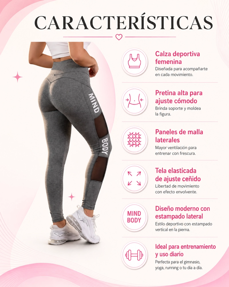 LEGGINGS MINBODY MUJER TIRO ALTO REALCE GLUTEOS PREMIUM - 8