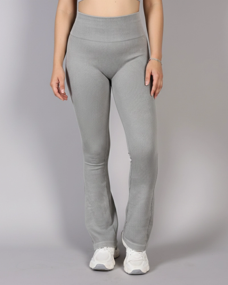 LEGGINGS FLARE TEXTURA RIB MUJER TIRO ALTO REALCE GLUTEOS - 1