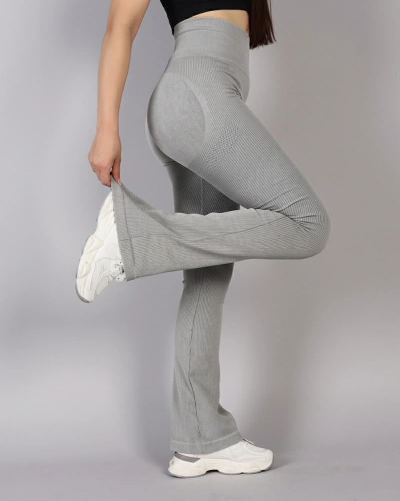 LEGGINGS FLARE TEXTURA RIB MUJER TIRO ALTO REALCE GLUTEOS - 3
