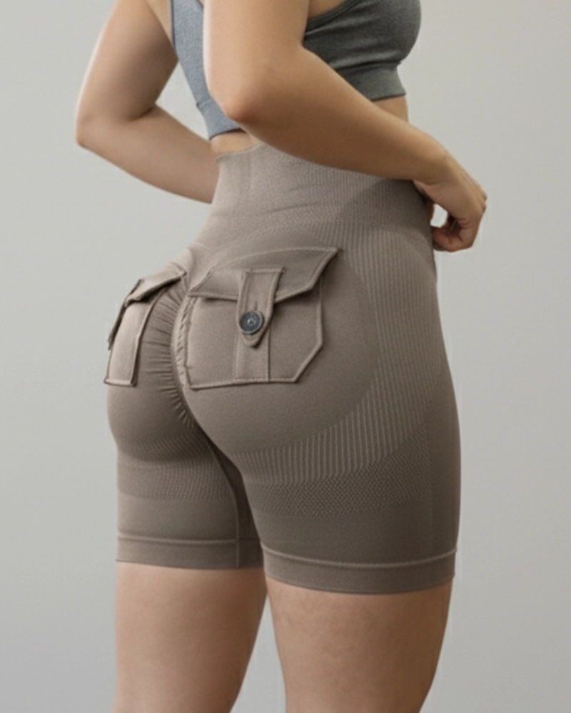 SHORT MUJER GYM SEAMLESS BOLSILLO TRASERO ABDOMEN PLANO YJ242 - 1
