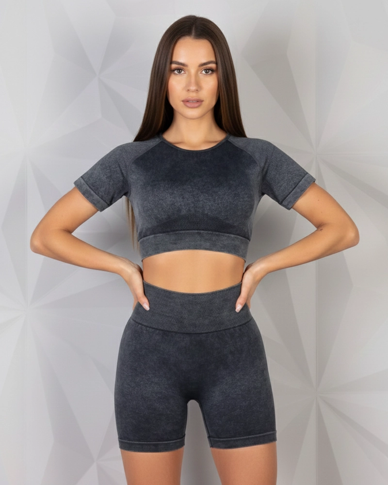CONJUNTO DEPORTIVO MUJER MANGA CORTA Y SHORT PUSH UP - YJ203 - 5