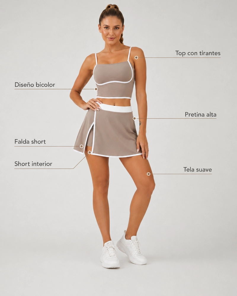 CONJUNTO TENIS Y PADEL MUJER FALDA SHORT PREMIUM YJ148 - 2