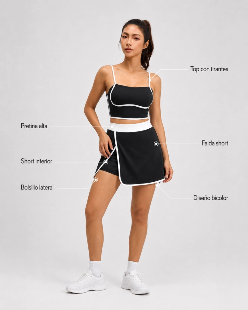 CONJUNTO TENIS Y PADEL MUJER FALDA SHORT PREMIUM YJ148 - 2