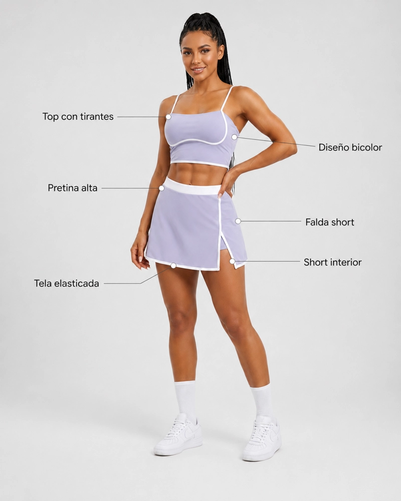CONJUNTO TENIS Y PADEL MUJER FALDA SHORT PREMIUM YJ148 - 2