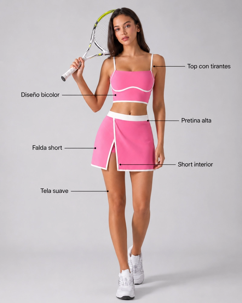 CONJUNTO TENIS Y PADEL MUJER FALDA SHORT PREMIUM YJ148 - 2