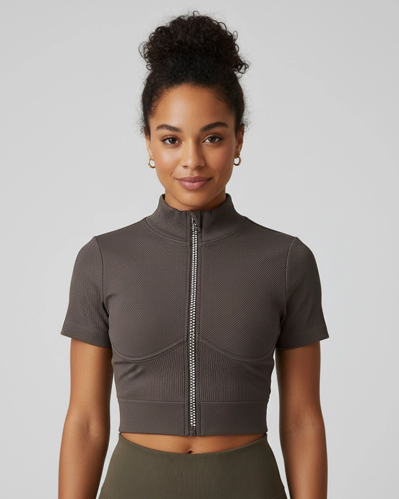 TOP DEPORTIVO MUJER CUELLO MAO Y CIERRE FRONTAL SEAMLESS - 1