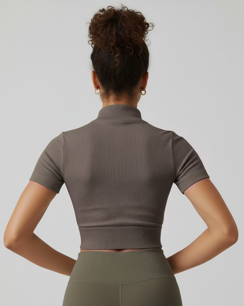 TOP DEPORTIVO MUJER CUELLO MAO Y CIERRE FRONTAL SEAMLESS - 3