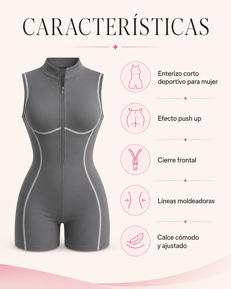 ENTERIZO CORTO PUSH UP CIERRE LINEAS MOLDEADORAS PRO - 6