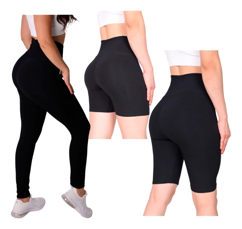 PACK DEPORTIVO DE 3 UNIDADES PARA MUJER: CALZA LARGA, CALZA BIKER Y SHORT - 1