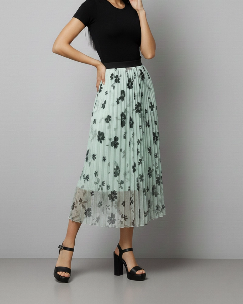 FALDA LARGA MUJER ESTAMPADO FLORAL PRIMAVERA VERANO - 1