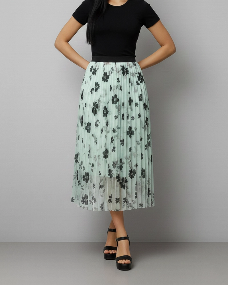 FALDA LARGA MUJER ESTAMPADO FLORAL PRIMAVERA VERANO - 3