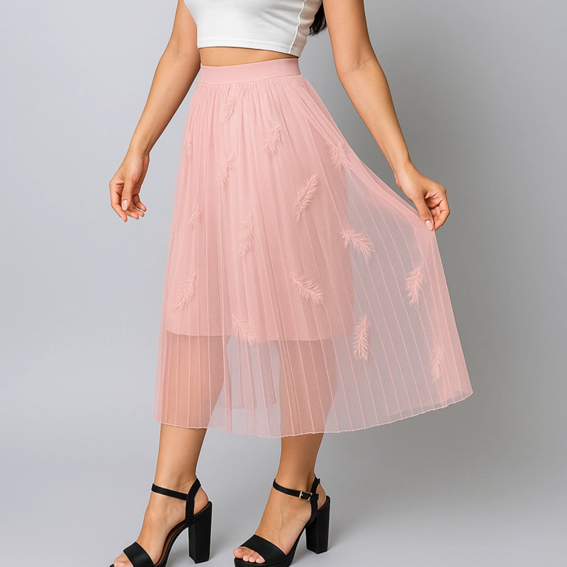 MAXIFALDA LARGA PARA MUJER DISEÑO ESTAMPADO PLUMAS ESTILO BOHO - 1