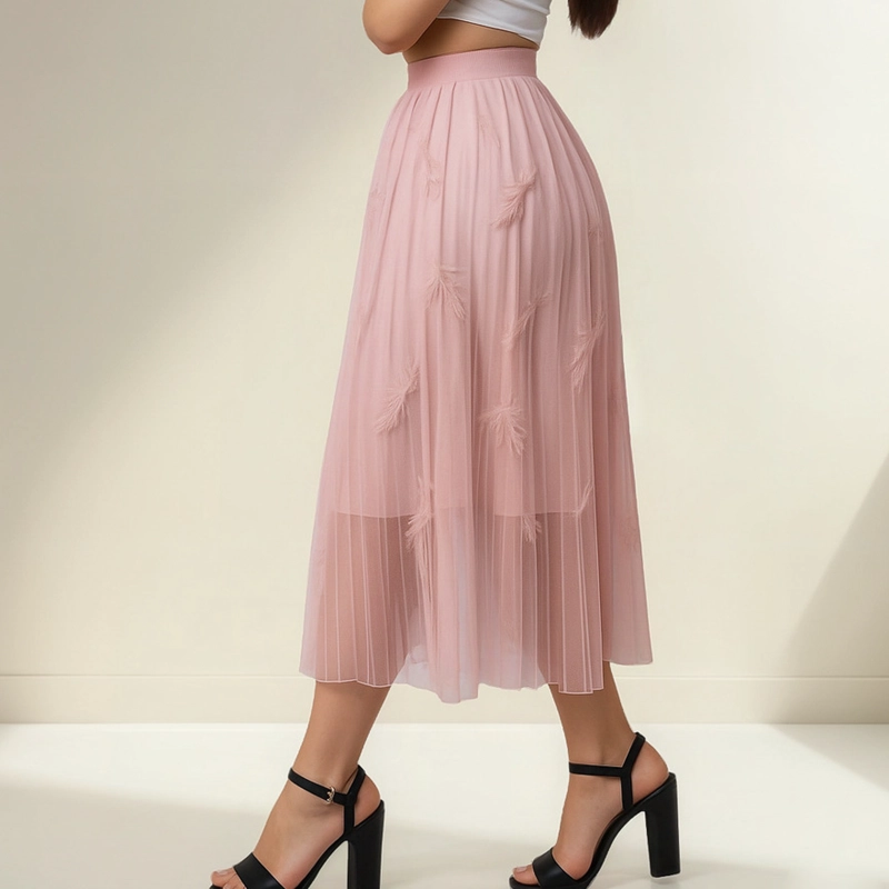 MAXIFALDA LARGA PARA MUJER DISEÑO ESTAMPADO PLUMAS ESTILO BOHO - 2