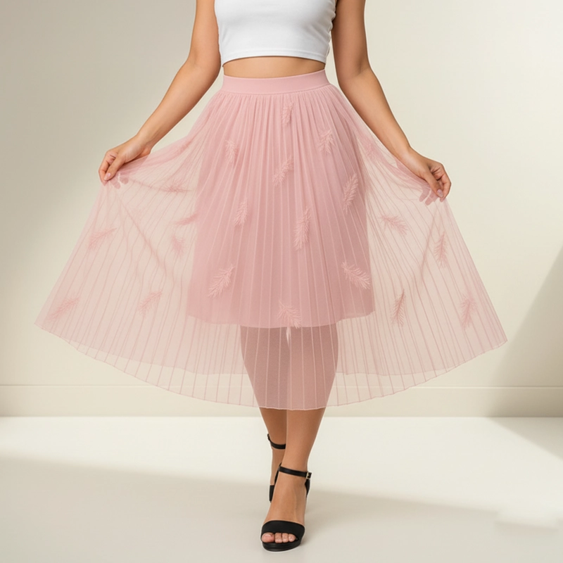 MAXIFALDA LARGA PARA MUJER DISEÑO ESTAMPADO PLUMAS ESTILO BOHO - 3