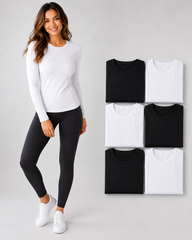 PACK 6 CAMISETA DE MUJER PRIMERA CAPA - FIBRA DE BAMBU 100% - 4