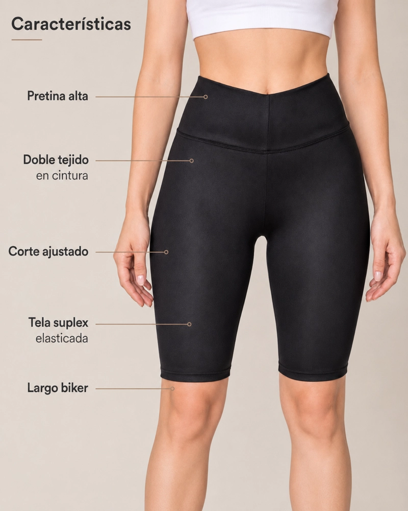 CALZA MUJER BIKER SHORTS SUPLEX ELASTICADO TIRO ALTO GYM - 3