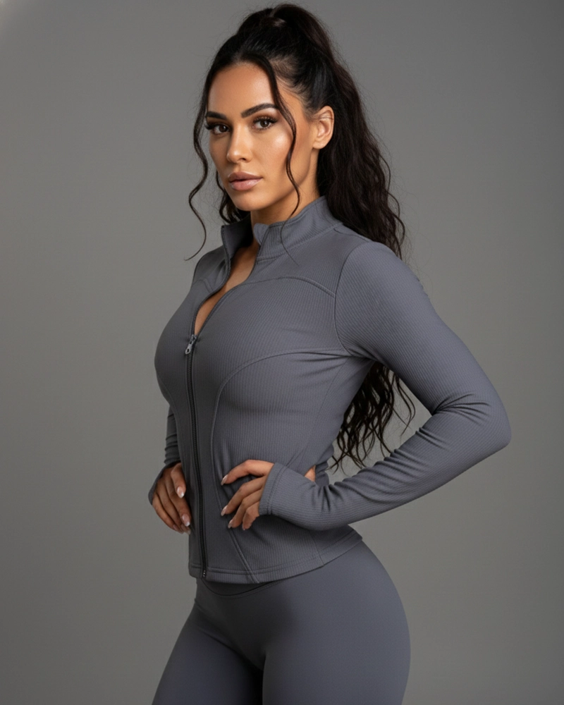 CHAQUETA MUJER DEPORTIVA AJUSTADA MANGA LARGA GYM - 5