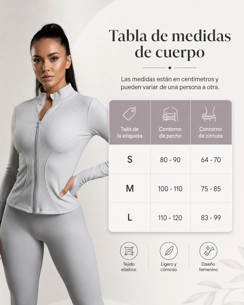 CHAQUETA MUJER DEPORTIVA AJUSTADA MANGA LARGA GYM - 5