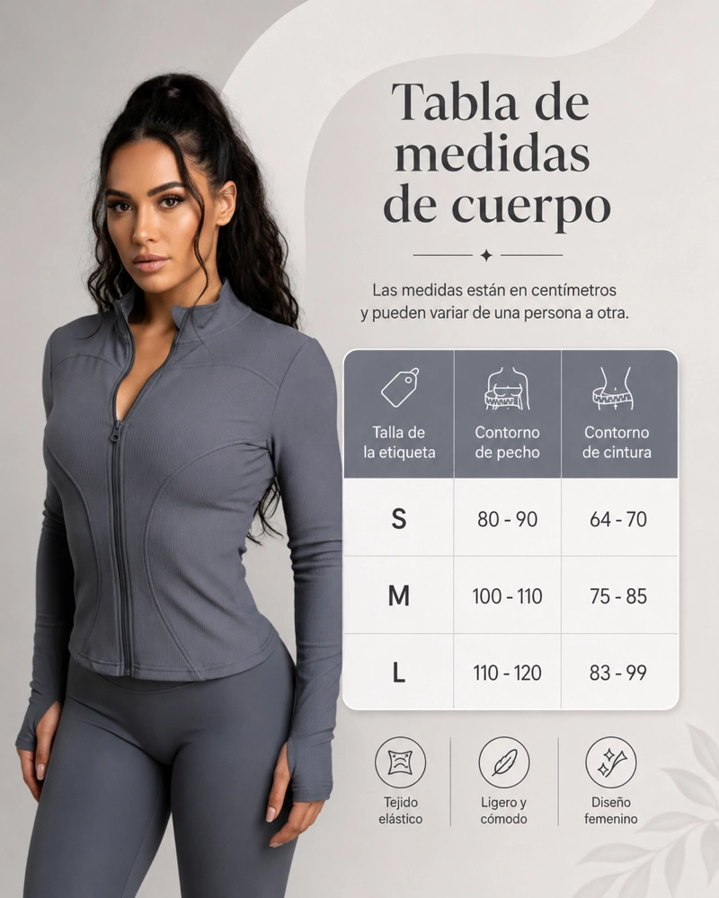 CHAQUETA MUJER DEPORTIVA AJUSTADA MANGA LARGA GYM - 6