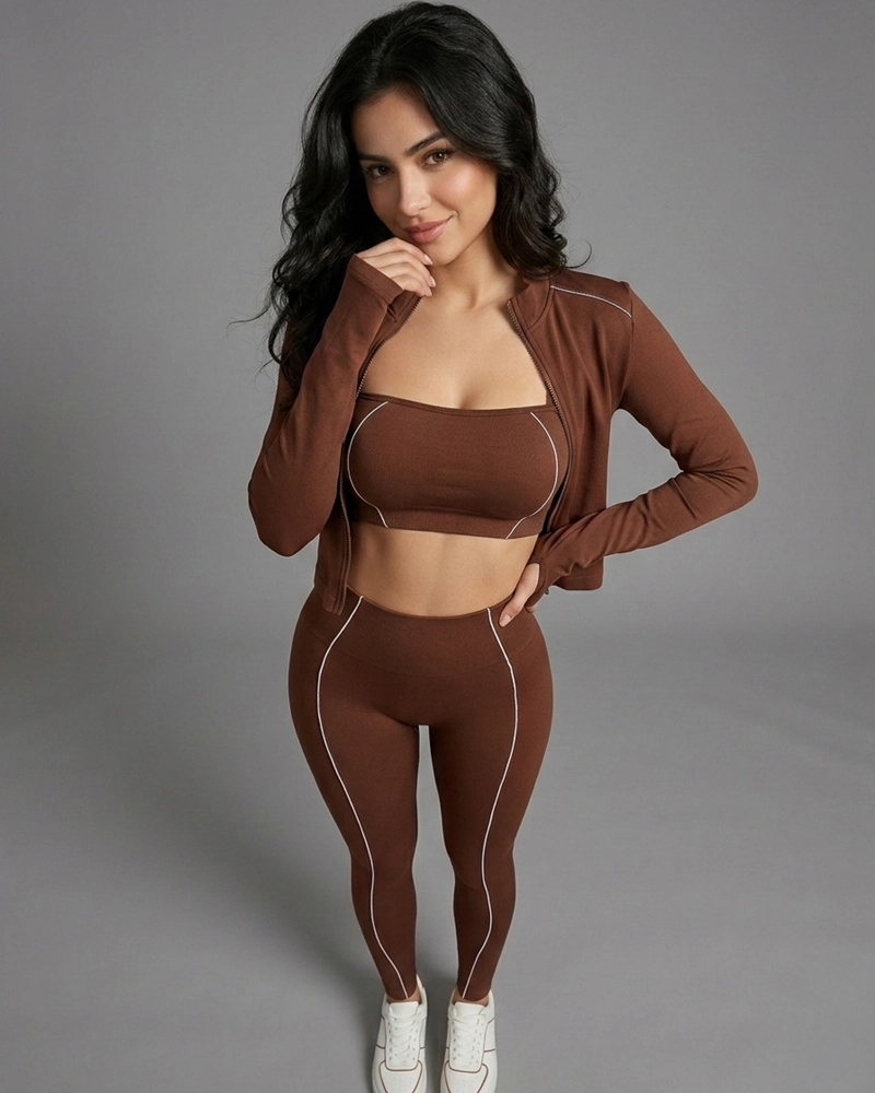 CONJUNTO DEPORTIVO 3 PIEZAS MUJER CHAQUETA CALZA Y TOP - 3