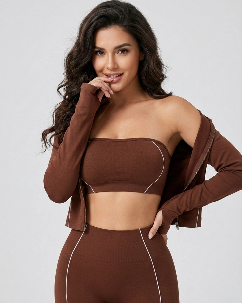 CONJUNTO DEPORTIVO 3 PIEZAS MUJER CHAQUETA CALZA Y TOP - 4