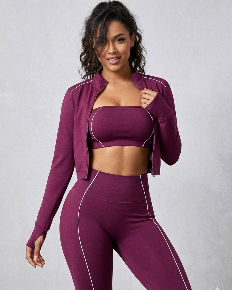 CONJUNTO DEPORTIVO 3 PIEZAS MUJER CHAQUETA CALZA Y TOP - 5