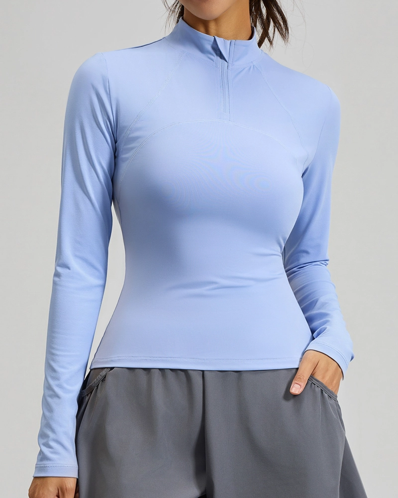 POLERA DEPORTIVA MUJER MANGA LARGA MEDIO CIERRE DRY FIT - JYT031 - 1