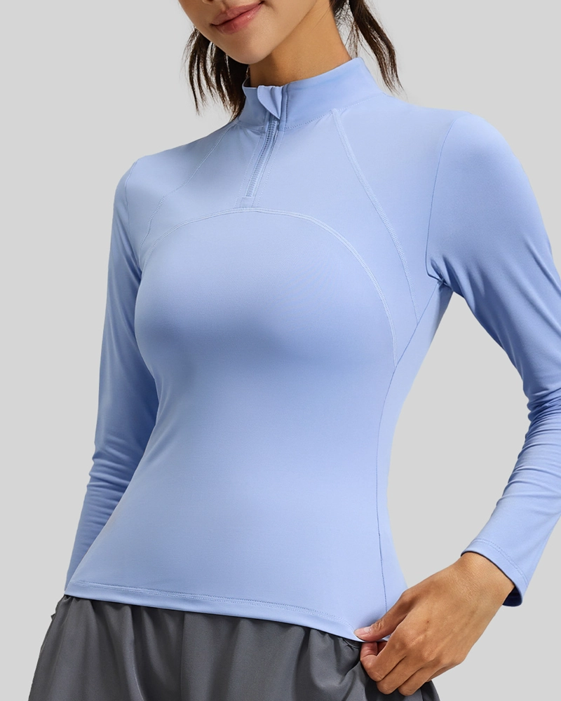 POLERA DEPORTIVA MUJER MANGA LARGA MEDIO CIERRE DRY FIT - JYT031 - 4