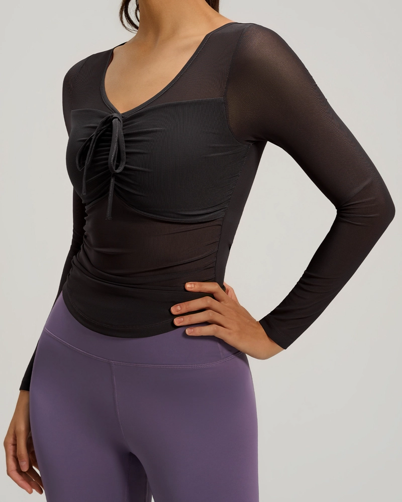 POLERA FITNESS MUJER CHIC MANGA TUL CALIDAD PRO - JYT027 - 1