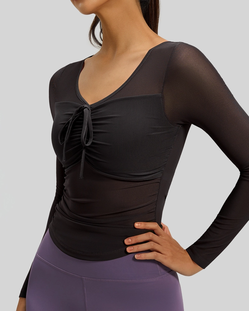 POLERA FITNESS MUJER CHIC MANGA TUL CALIDAD PRO - JYT027 - 2