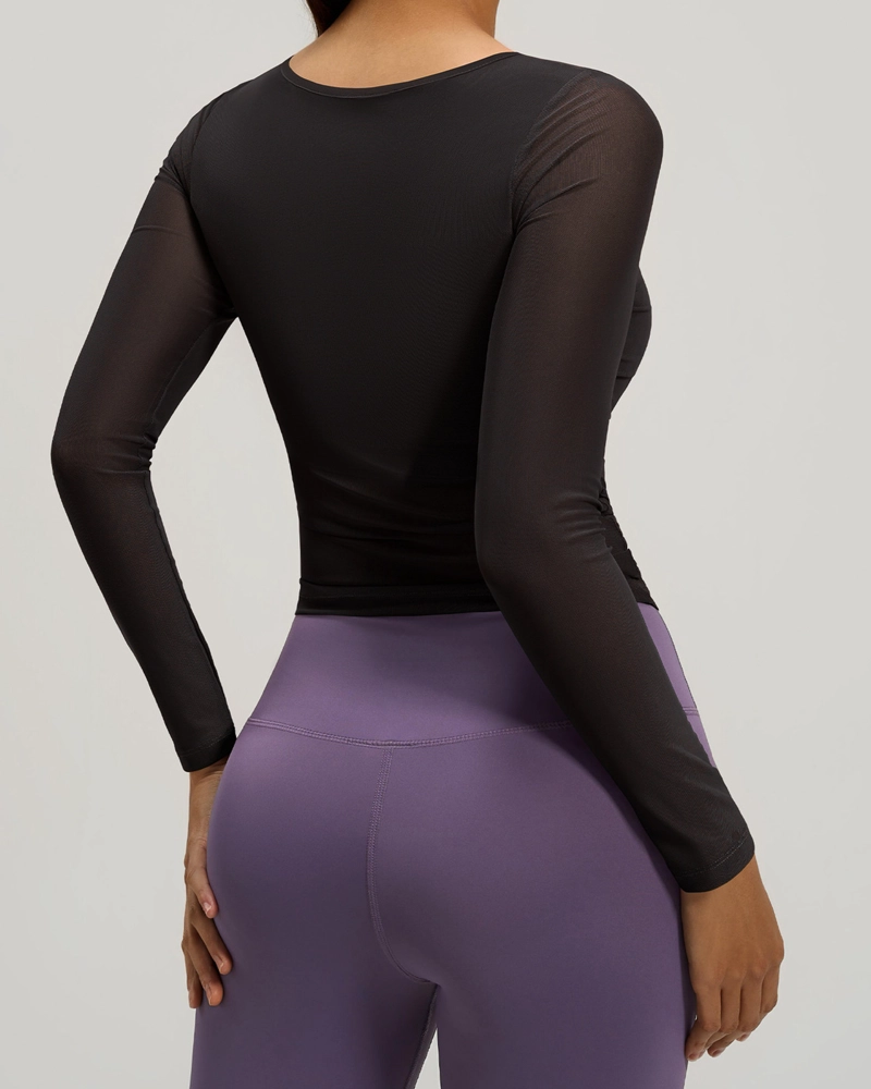 POLERA FITNESS MUJER CHIC MANGA TUL CALIDAD PRO - JYT027 - 3